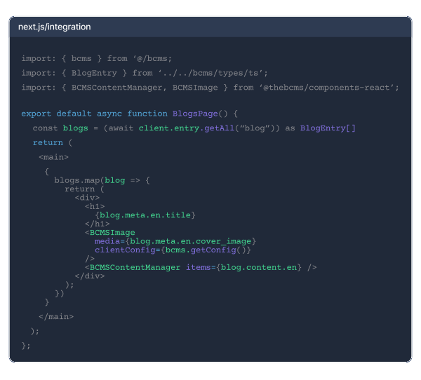 BCMS & Next.js integration